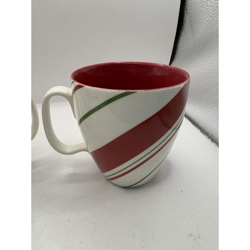 Starbucks Coffee Mug 2 Cups 5 1/3" Red White Green Striped Candy Cane Holiday - Picture 3 of 8